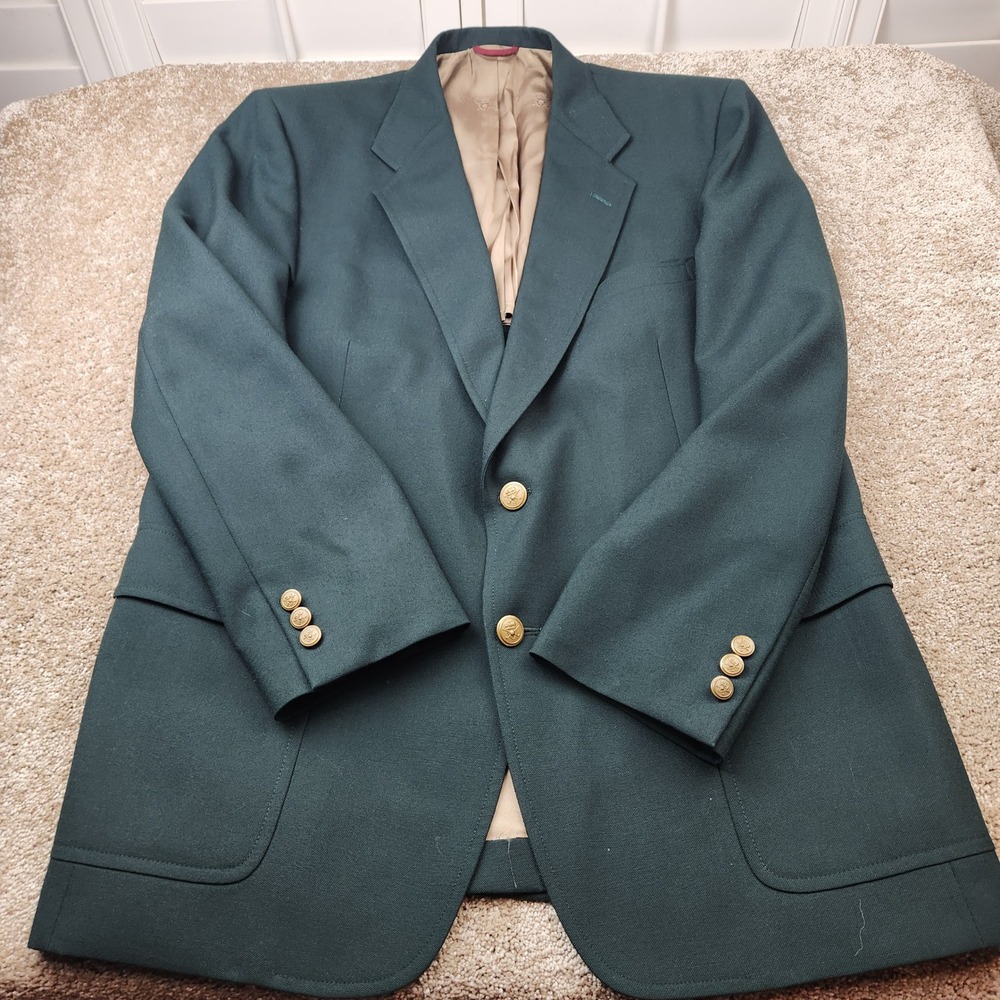 Jack Nicklaus Golden Bear Hart Schaffner Marx Blazer Green Crest Button 44-46 R